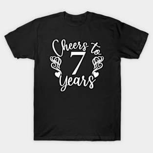 Cheers To 7 Years - 7th Birthday - Anniversary T-Shirt